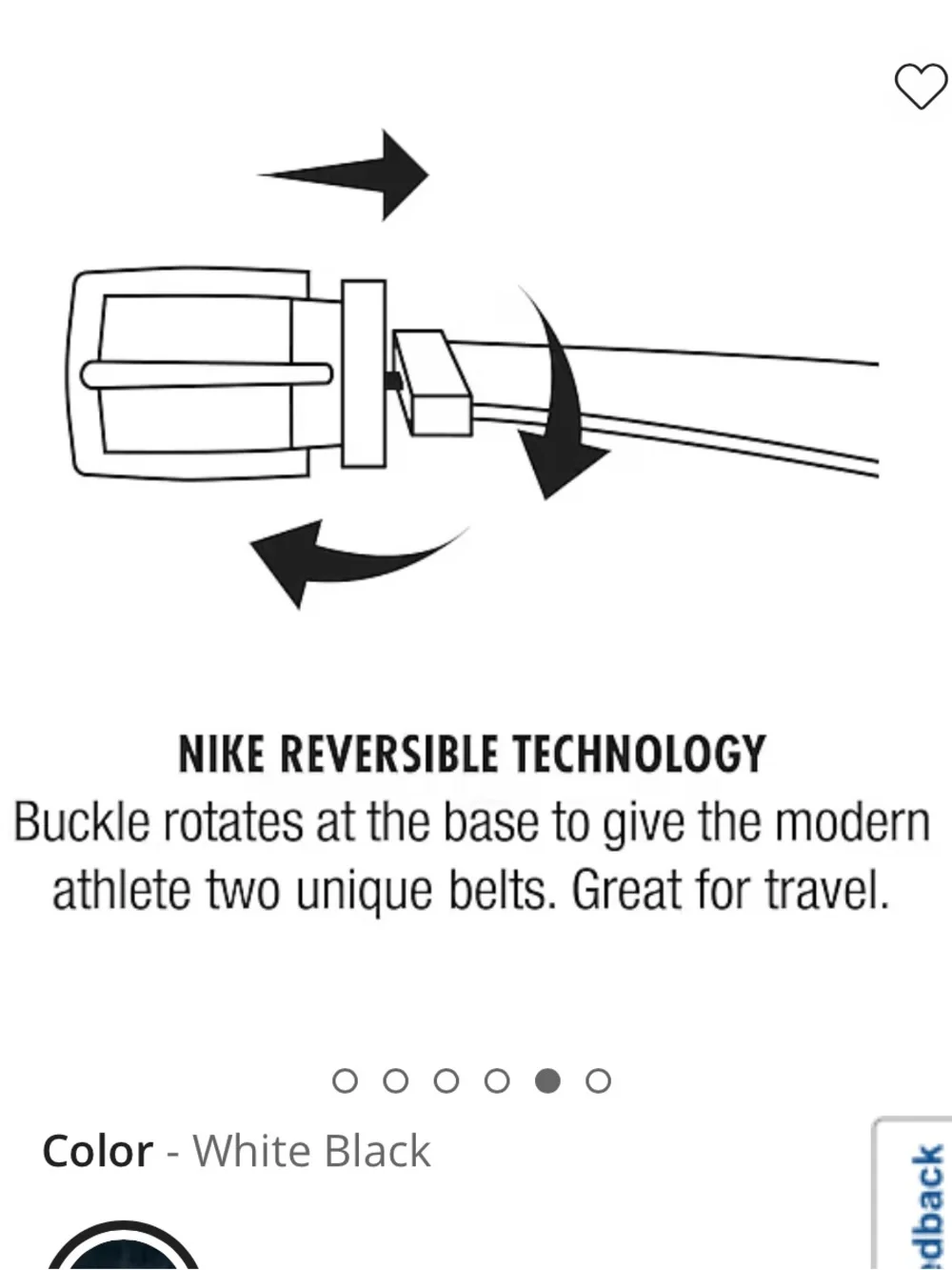 Nike Genuine Leather Reversible black and white mens brushed nickel belt | XL